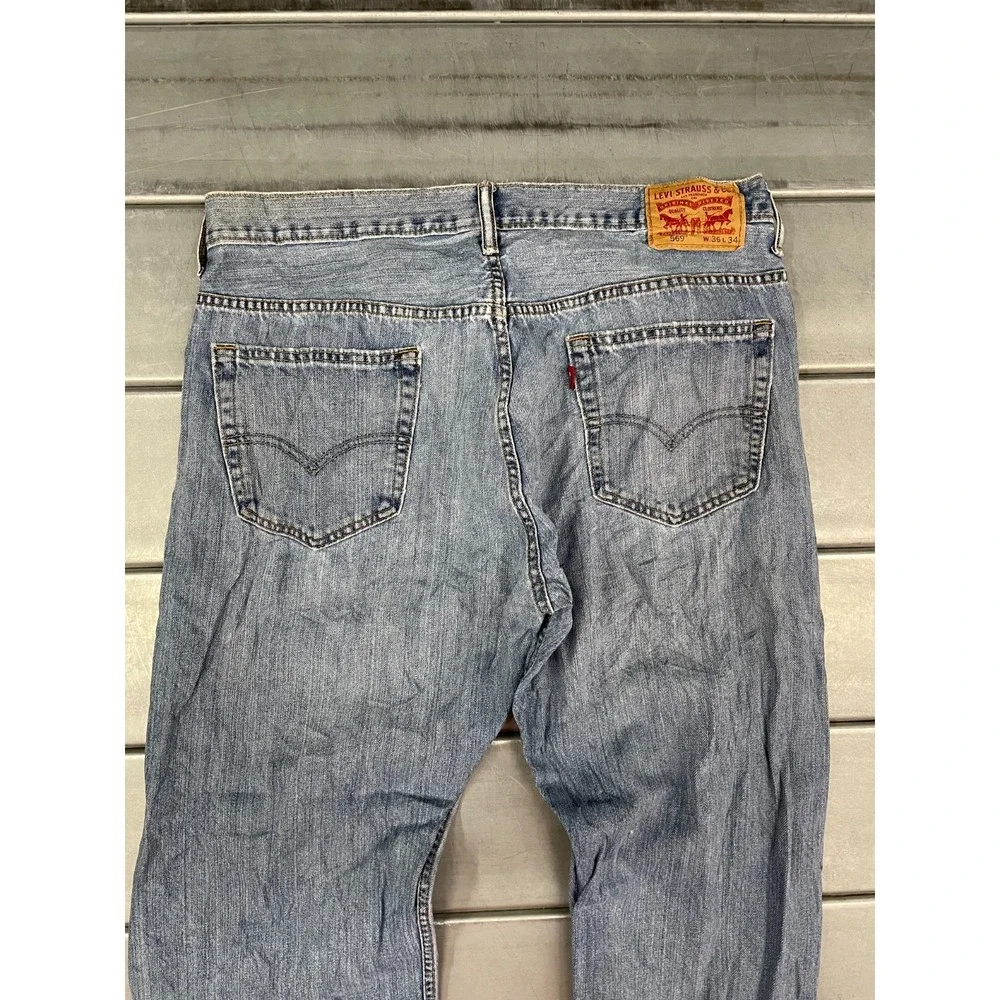 Levis 569 Loose Straight Jeans Mens 36x33 Blue Medium Wash Denim‎